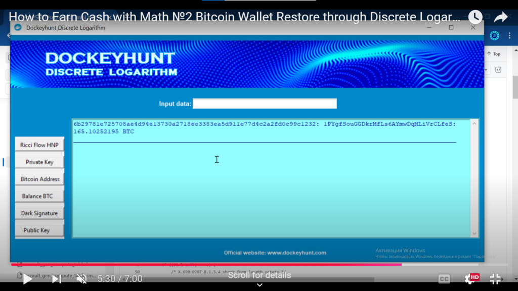 Discrete Logarithm mathematical methods and tools for recovering cryptocurrency wallets Bitcoin